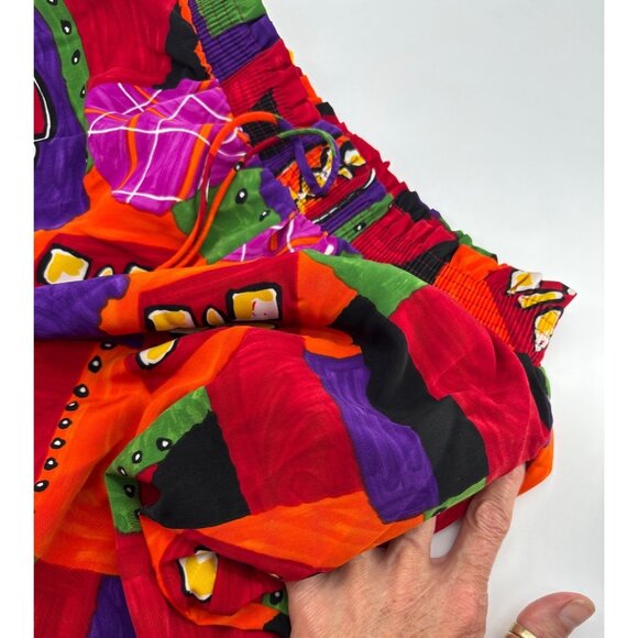 Maggie Sweet Colorful Abstract Patterned Shorts S Polyester Elastic Waist USA-Ma - Picture 2 of 4